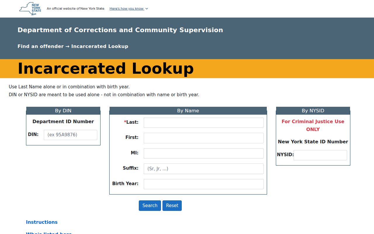Wyoming County arrest lookup through New York DOCCS custody search