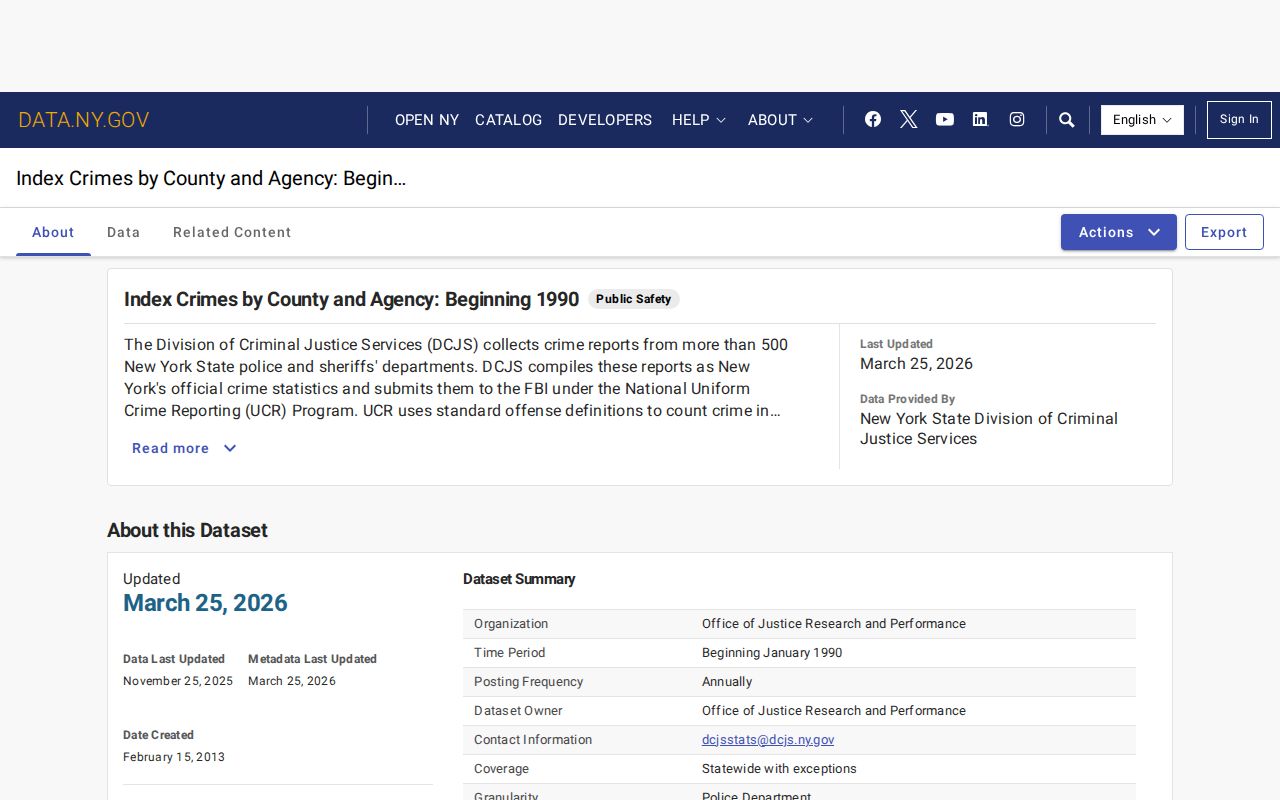 Wyoming County criminal records DCJS crime data source