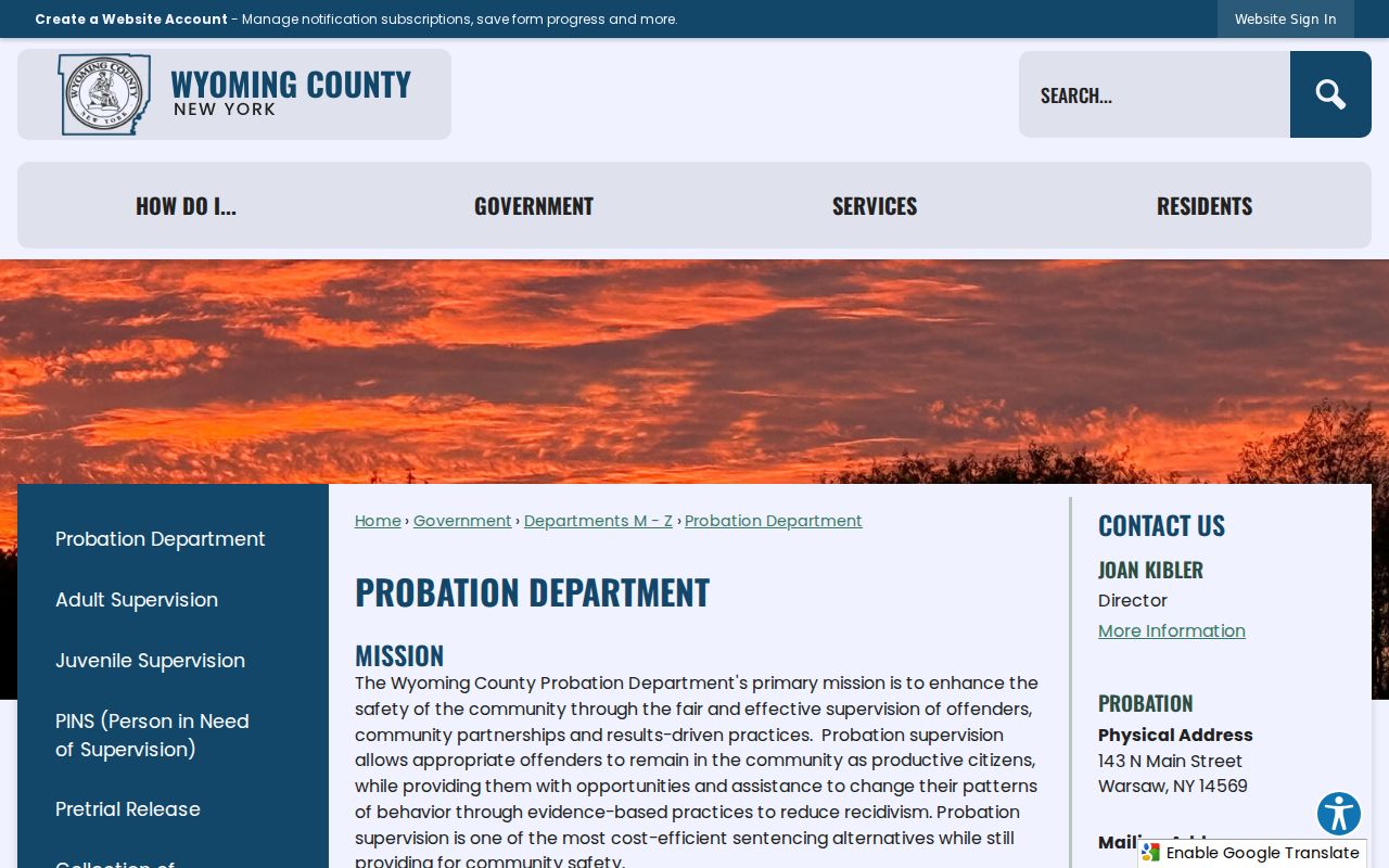 Wyoming County criminal records Probation Department source